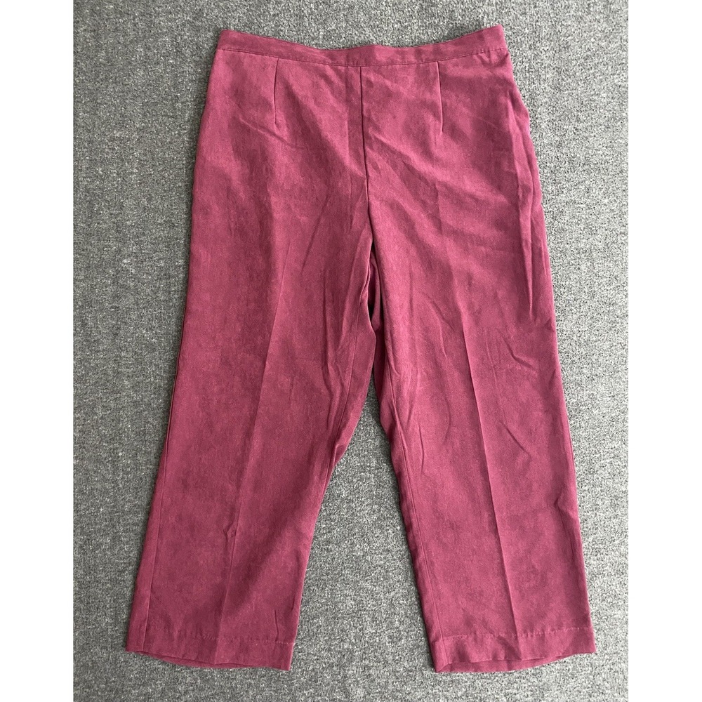 Alfred Dunner Petite Women 16W Burgundy Classic Elastic Waist Straight Leg Pants